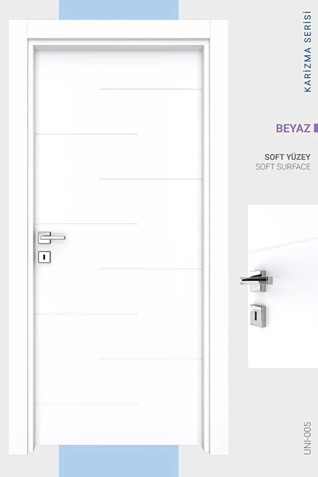 MELAMİN KARİZMA BEŞ ODA KAPISI, BEYAZ, 86/204/18-27 CM